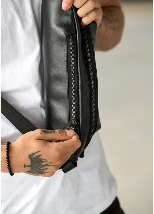 Чоловіча шкіряна сумка на пояс бананка Sambag Holster MSH чорна