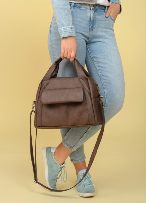 Жіноча спортивна сумка Sambag Vogue BQS коричневий нубук