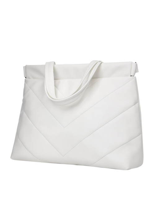 Жіноча велика сумка Sambag Shopper строчена біла