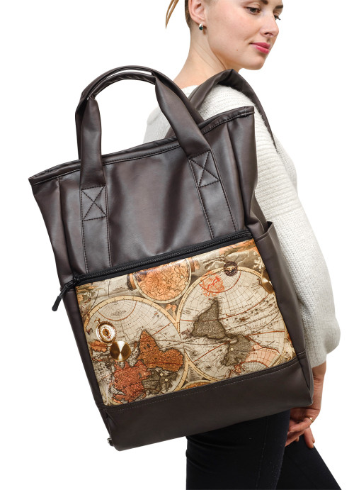 Жіноча сумка-рюкзак  Sambag Shopper темно-коричневий нубук