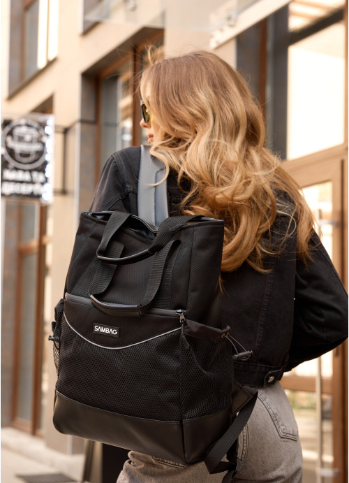 Женская сумка-рюкзак Sambag Shopper черный оксфорд