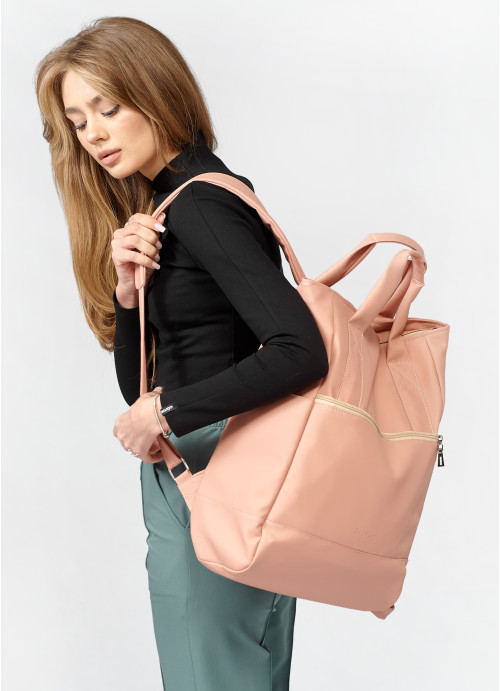 Жіноча сумка-рюкзак Sambag Shopper пудра
