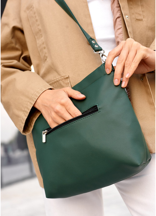 Жіноча зелена сумка Кросбоді Sambag Rose строчена 