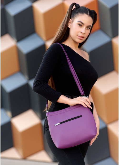 Жіноча сумка Кросбоді Sambag Rose строчена фіолетова